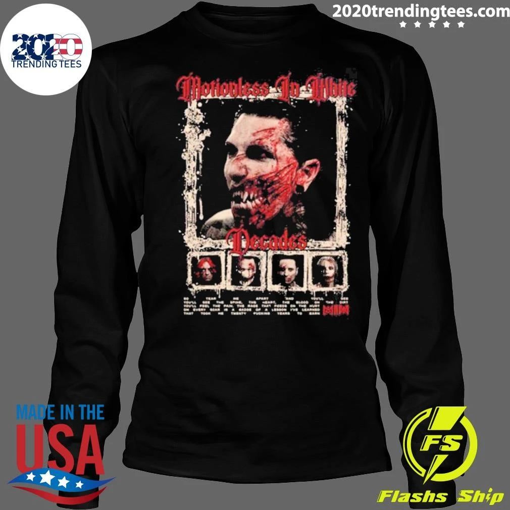 Motionless In White MIW The Sweat And Blood Tour 2026 Merch Decades So Tear Me Apart And You Will See Shirt