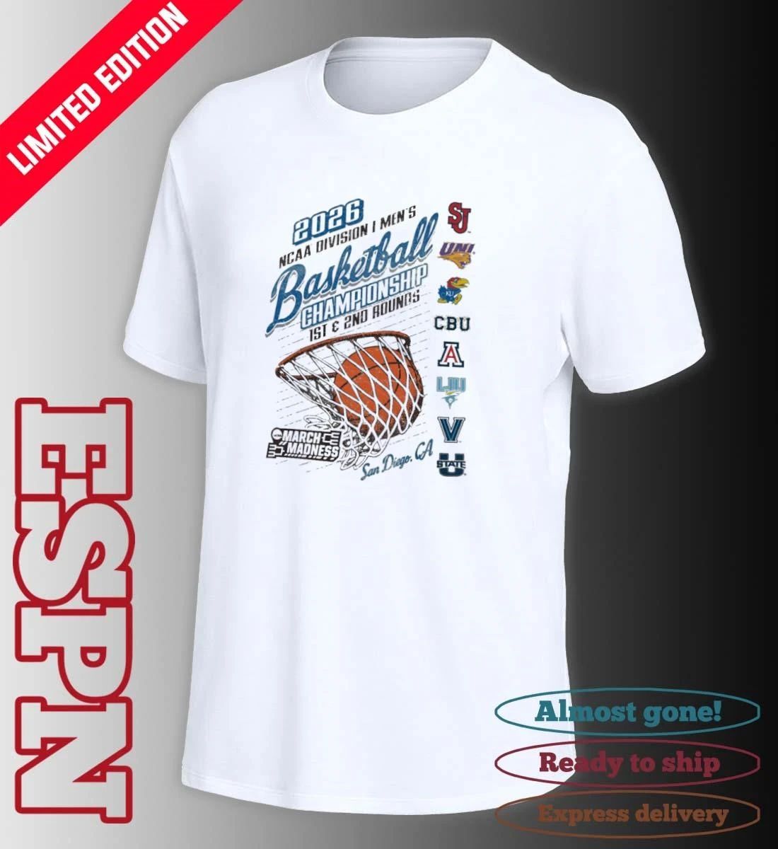 2026 NCAA DI Men’s Basketball Championship Regional 8 Teams San Diego, California T-Shirt