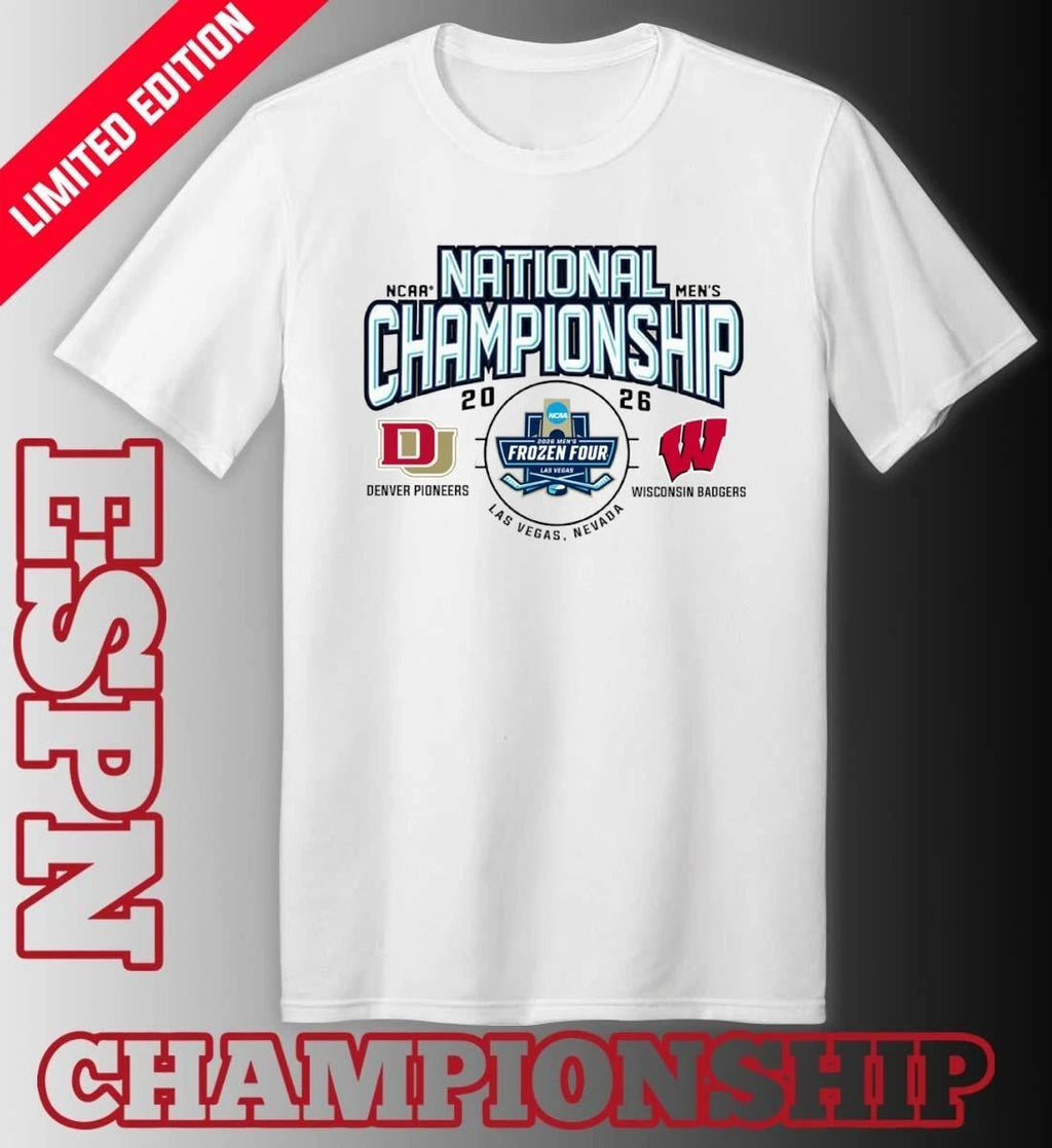 Denver Pioneers Vs Wisconsin Badgers 2026 NCAA Men’s Ice Hockey National Championship Game T-Shirt