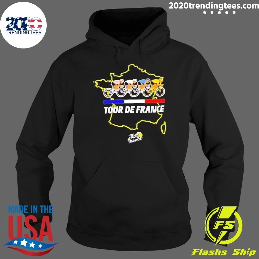 Tour De France Map With Cyclists Cycling Shirt