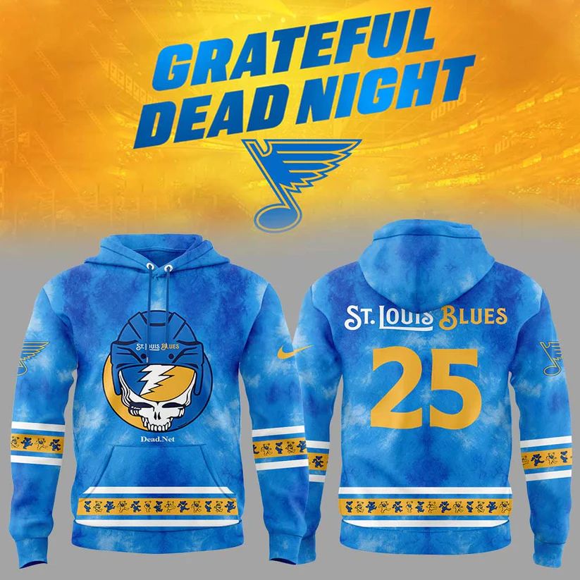 St. Louis Blues Grateful Dead Hoodie – Steal Your Face Tie-Dye Hockey Pullover Sweatshirt