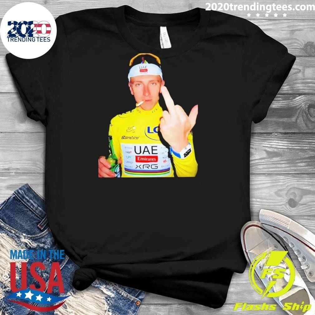 Tour de France Tadej Pogačar Yellow Jersey Middle Finger Shirt