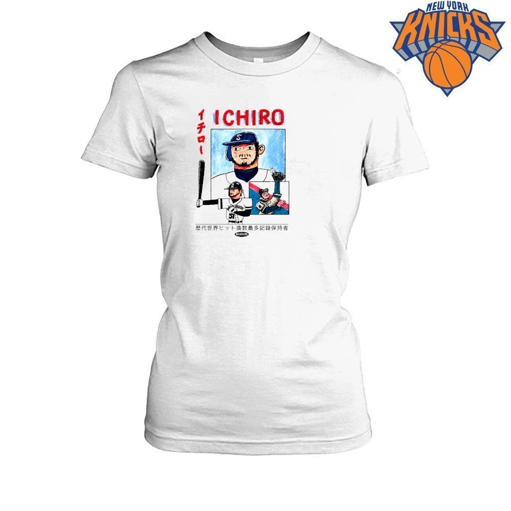 Ichiro Suzuki Seattle Mariners Japanese Art Baseball Graphic White T Shirt