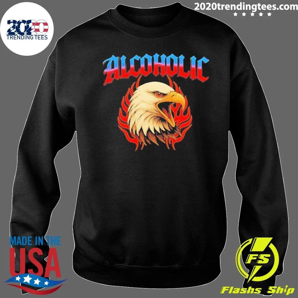 Alcoholic Eagle With Flames Bird Graphic Shirt