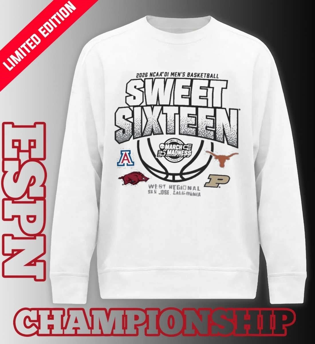 West Regional 2026 NCAA DI Men’s Basketball Sweet Sixteen T-Shirt