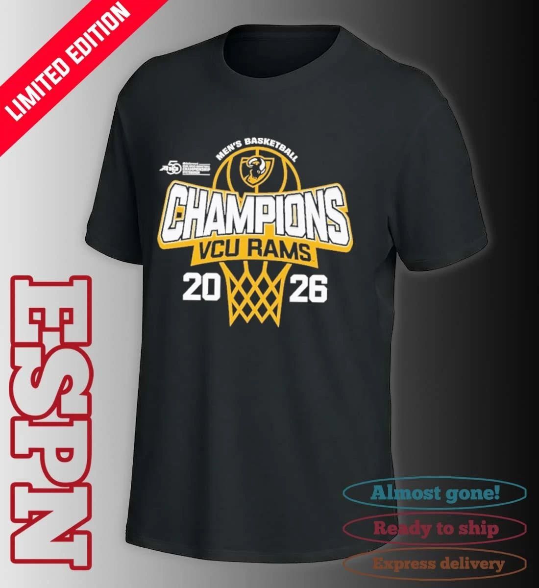 VCU Rams A-10 Men’s Basketball Tournament Champions Official T-Shirt