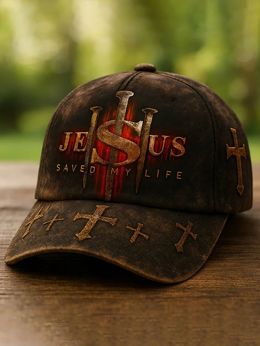 Jesus Saved My Life Distressed Baseball Cap