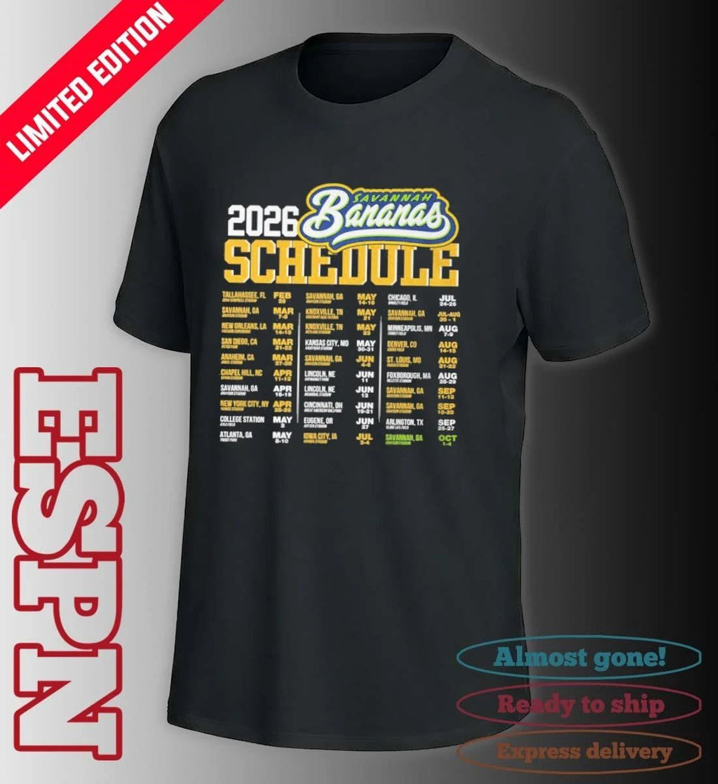 Savannah Bananas 2026 World Tour Bananas Schedule Shirt