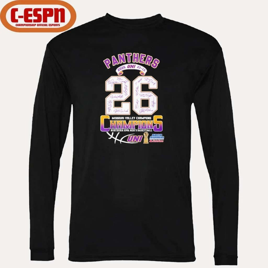 Uni Panthers Men’s Basketball 2026 MVC Tournament Champions 23-12 Shirt