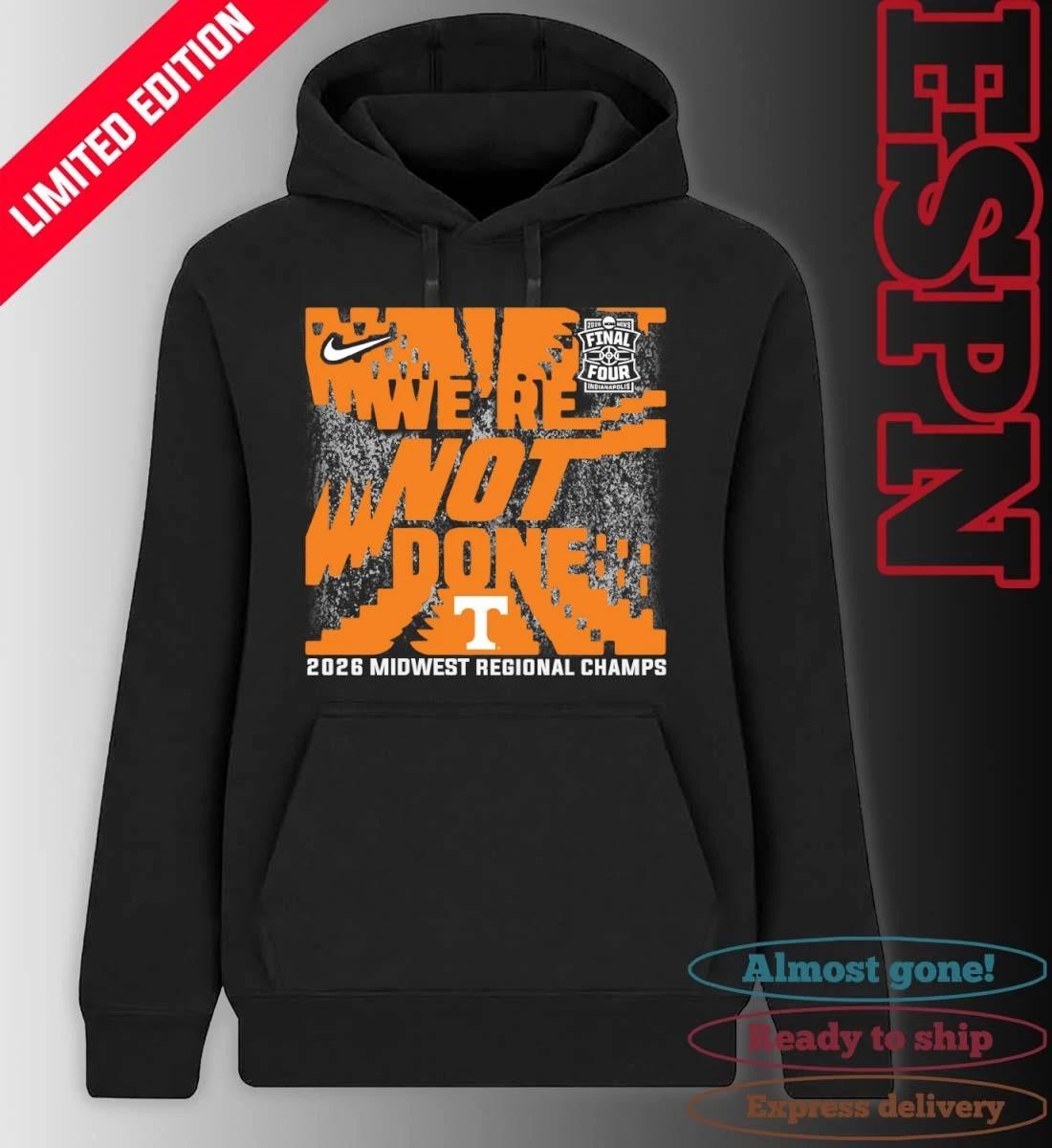 Tennessee Volunteers 2026 NCAA Men’s Basketball Midwest Regional Champions T-Shirt