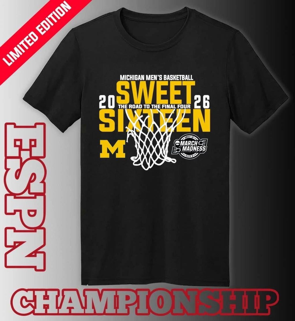 Michigan Men’s Basketball 2026 Sweet Sixteen The Road To The Final Four Shirt