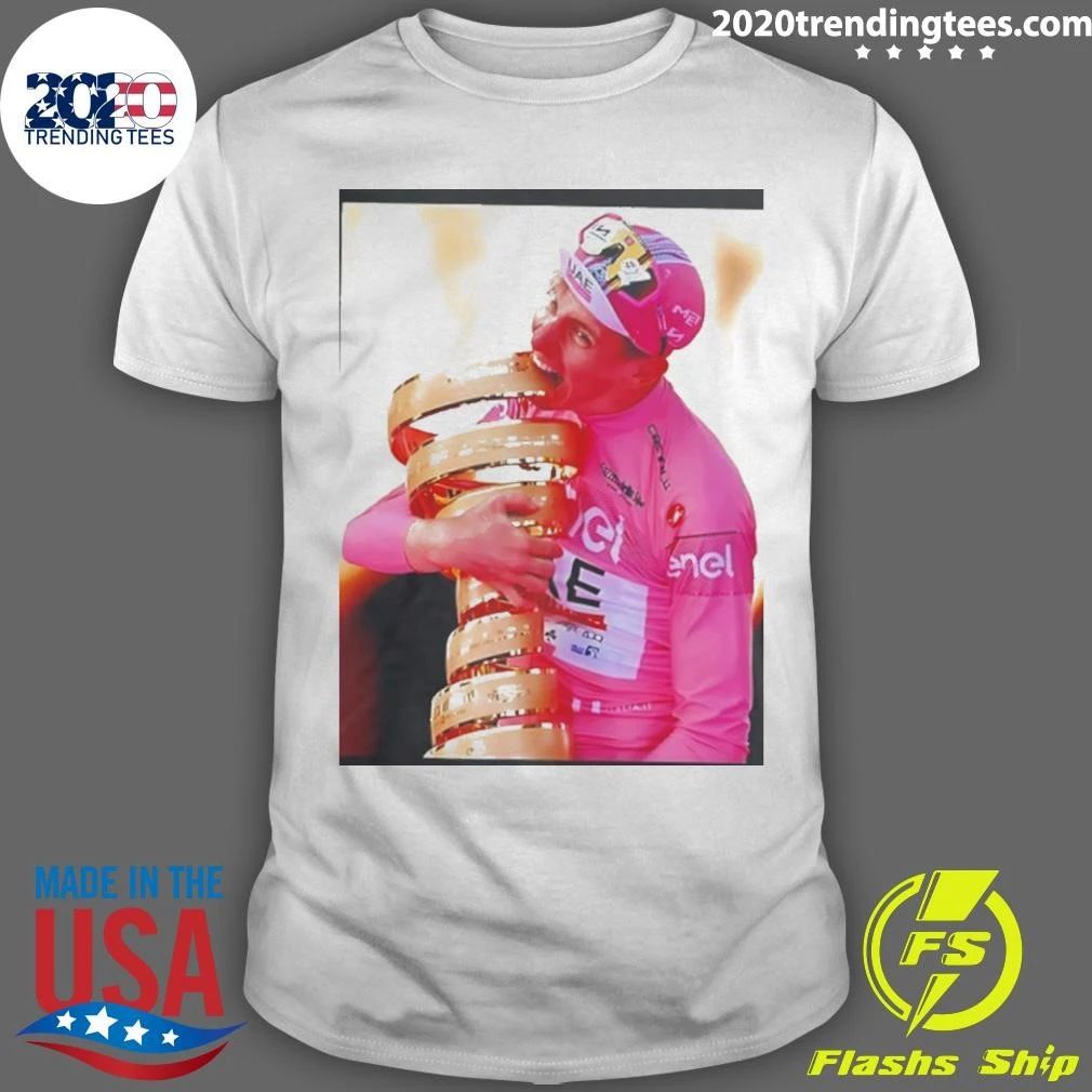 Tadej Pogacar 2024 Giro D’italia Biting Trophy Shirt