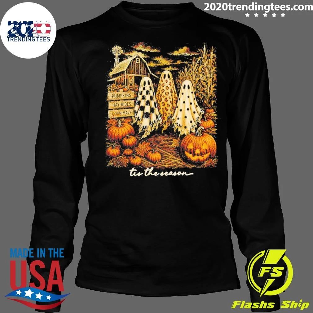 Ghosts Trio Tis The Season Pumpkin Spooky Autumn Halloween 2026 Shirt