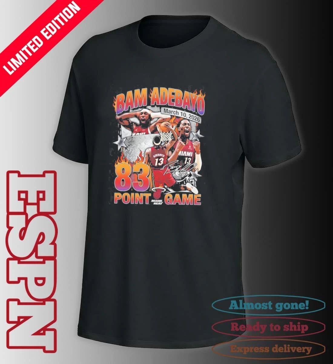 Bam Adebayo Miami Heat 83 Point Game March 10, 2026 Shirt