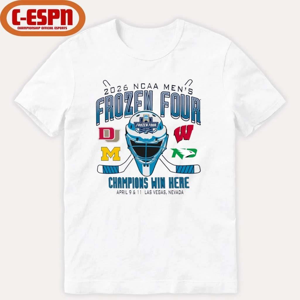 Michigan, Denver, Wisconsin And North Dakota 2026 NCAA Men’s Hockey Frozen Four Shirt