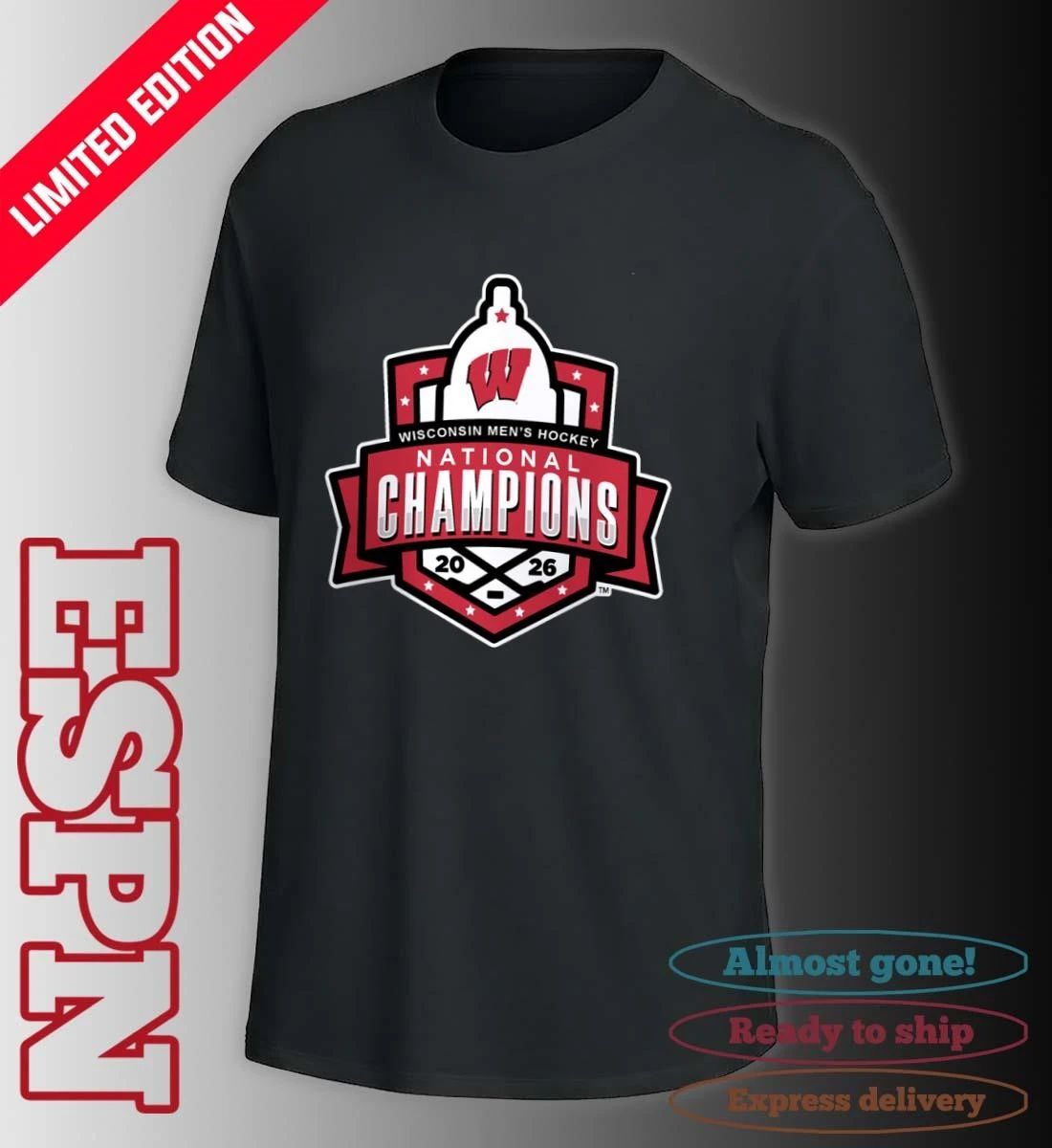 Wisconsin Men’s Ice Hockey 2026 NCAA National Champions Official Logo T-Shirt
