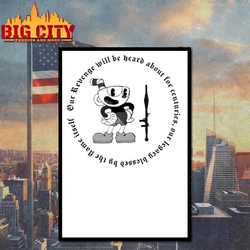 Cuphead With RPG Rocket Launcher Our Revenge Will Be Heard Retro Cartoon T Shirt