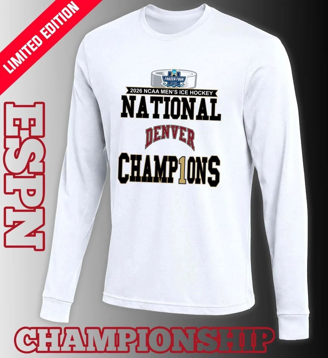 Denver Pioneers 2026 NCAA Frozen Four Men’s Ice Hockey National Champions Locker Room T-Shirt