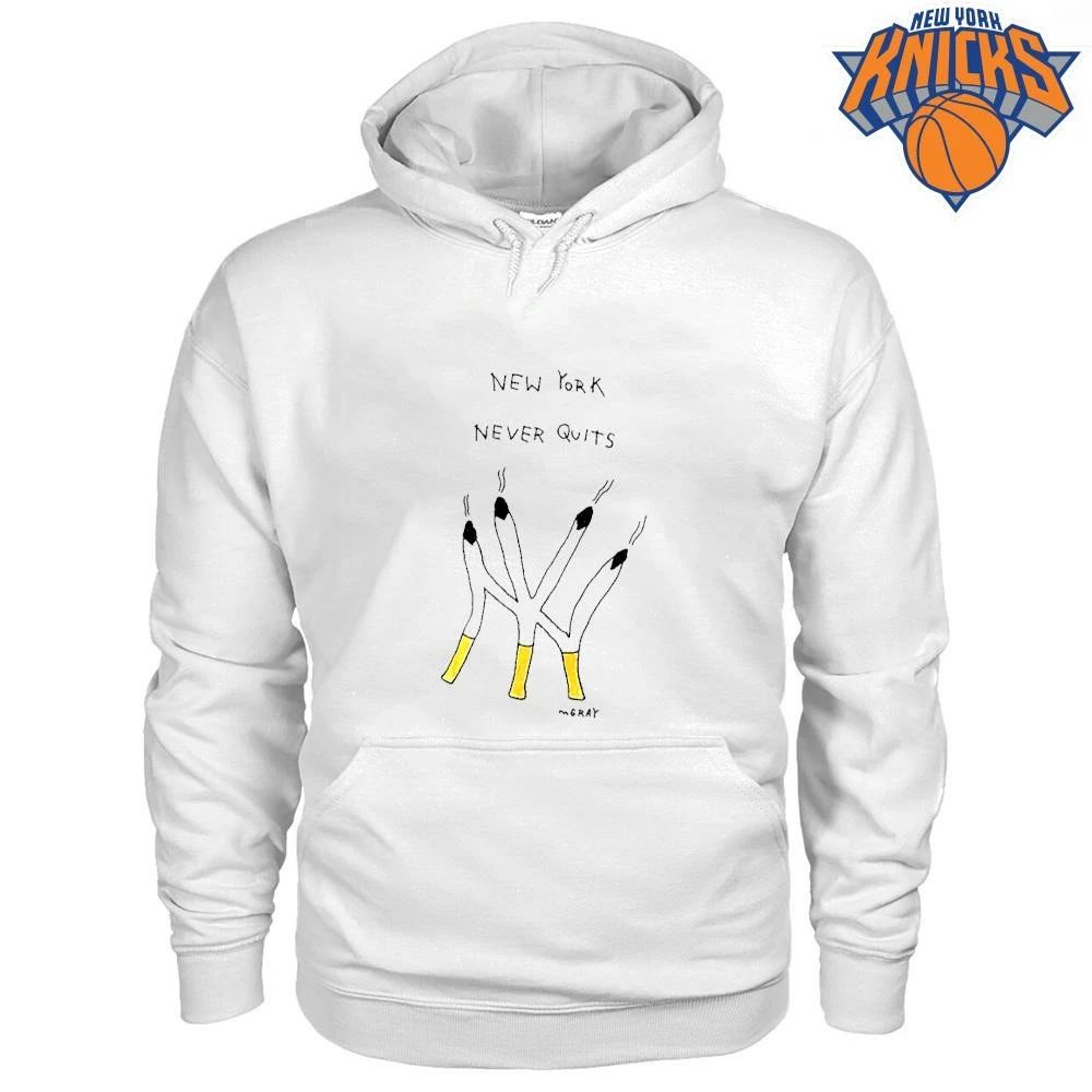 New York Never Quits Smoking Cigarettes Hand Drawn Streetwear T Shirt