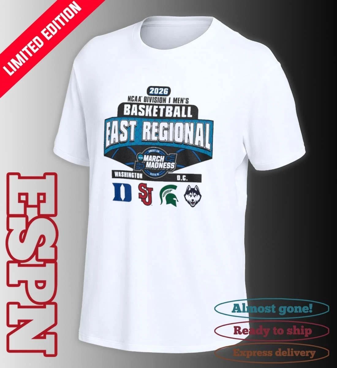 4 Team 2026 NCAA DI Men’s Basketball East Regional Washington, DC T-Shirt