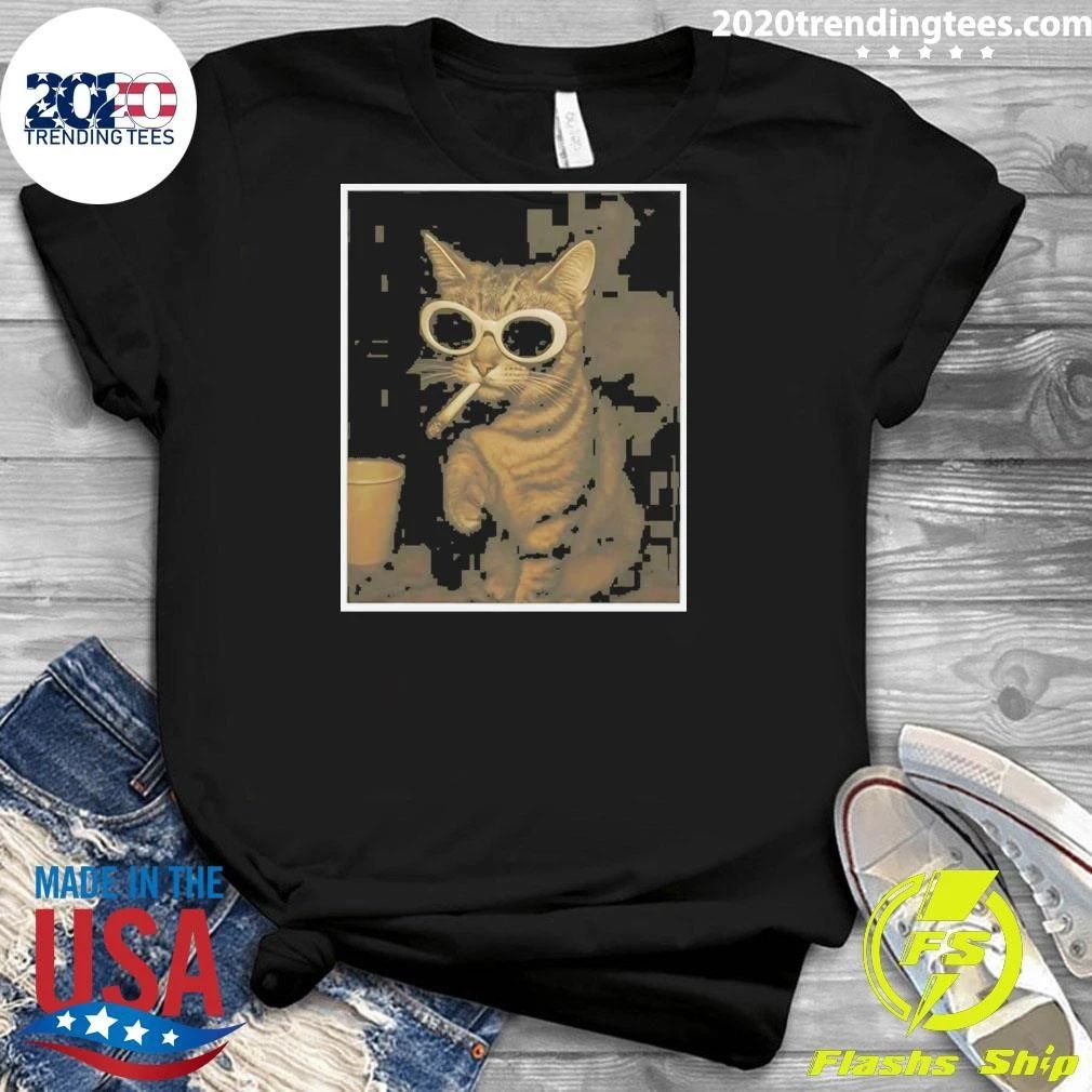 Cat Smoking Photo Meme Vintage Shirt