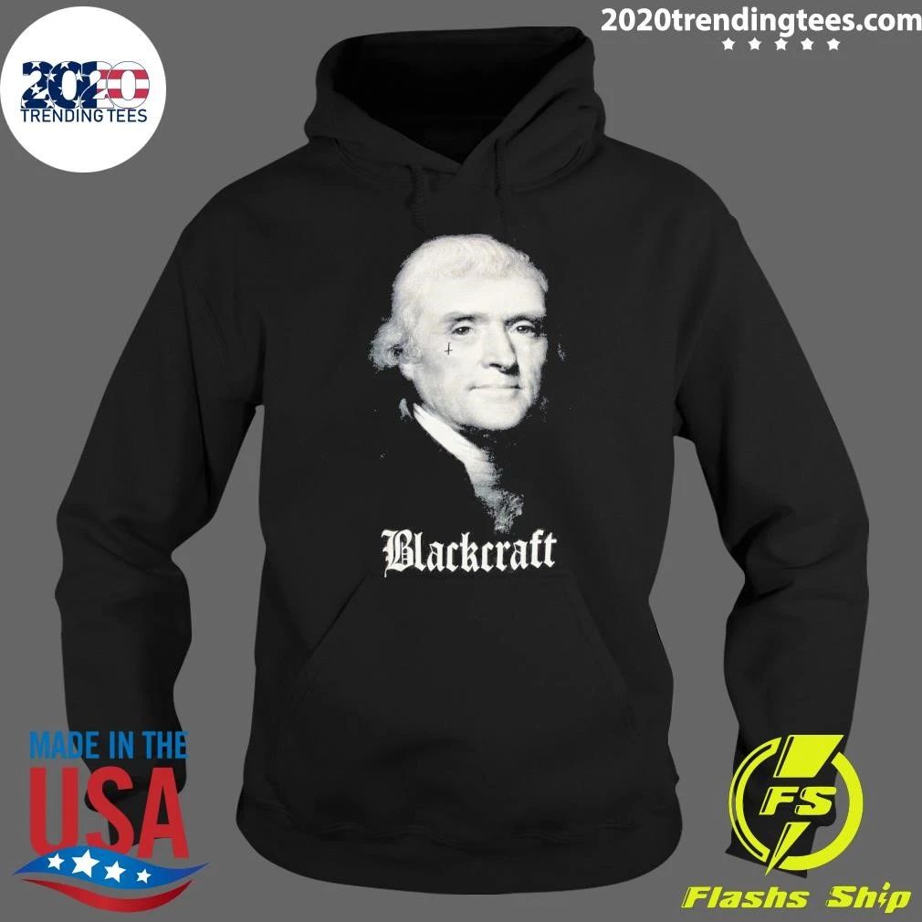 Thomas Jefferson Blackcraft Small Black Portrait American Flag Shirt