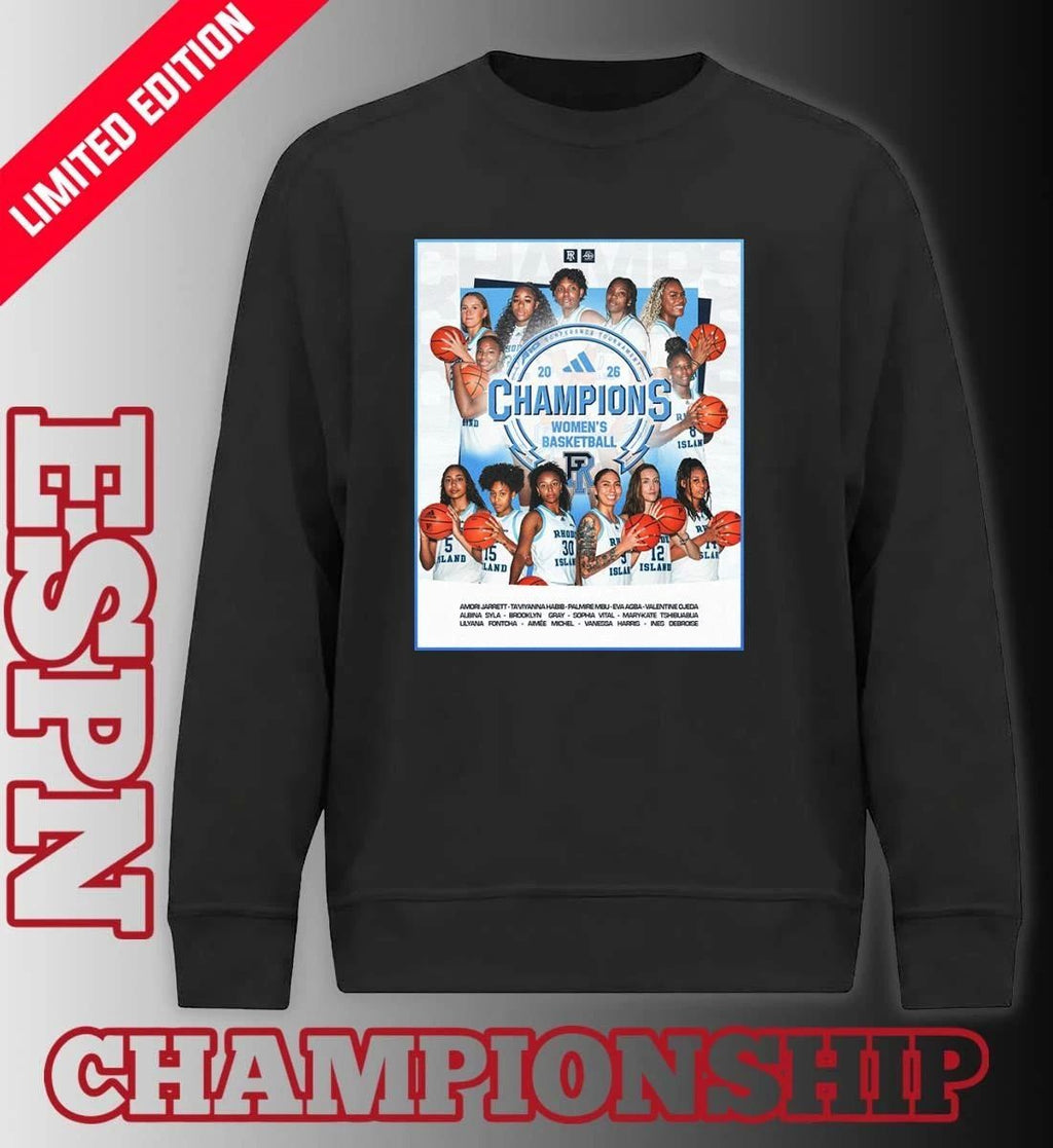 Rhode Island Women’s Basketball 2026 A-10 Conference Champions Poster T-Shirt