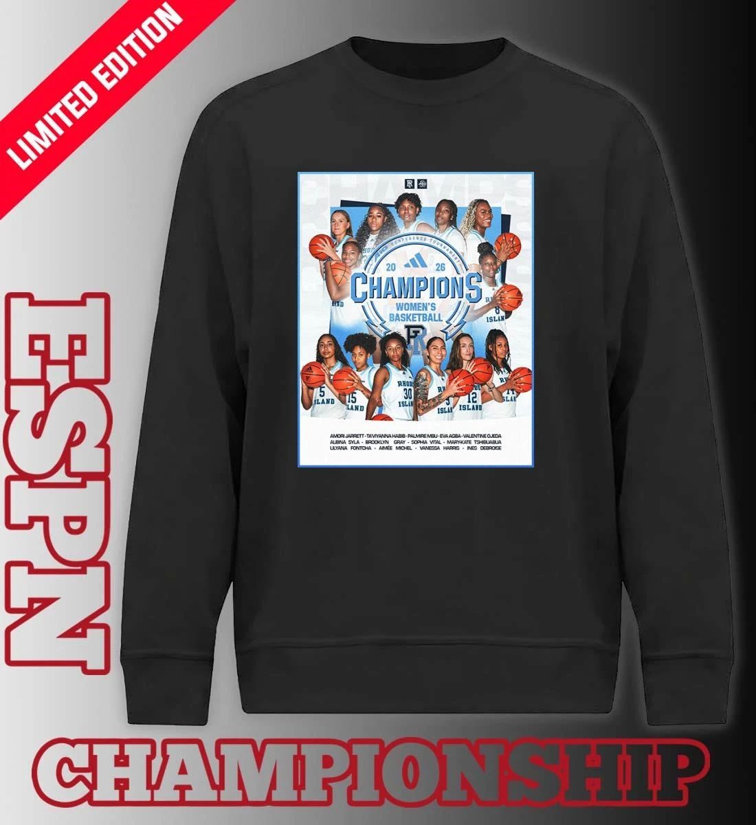 Rhode Island Women’s Basketball 2026 A-10 Conference Champions Poster T-Shirt