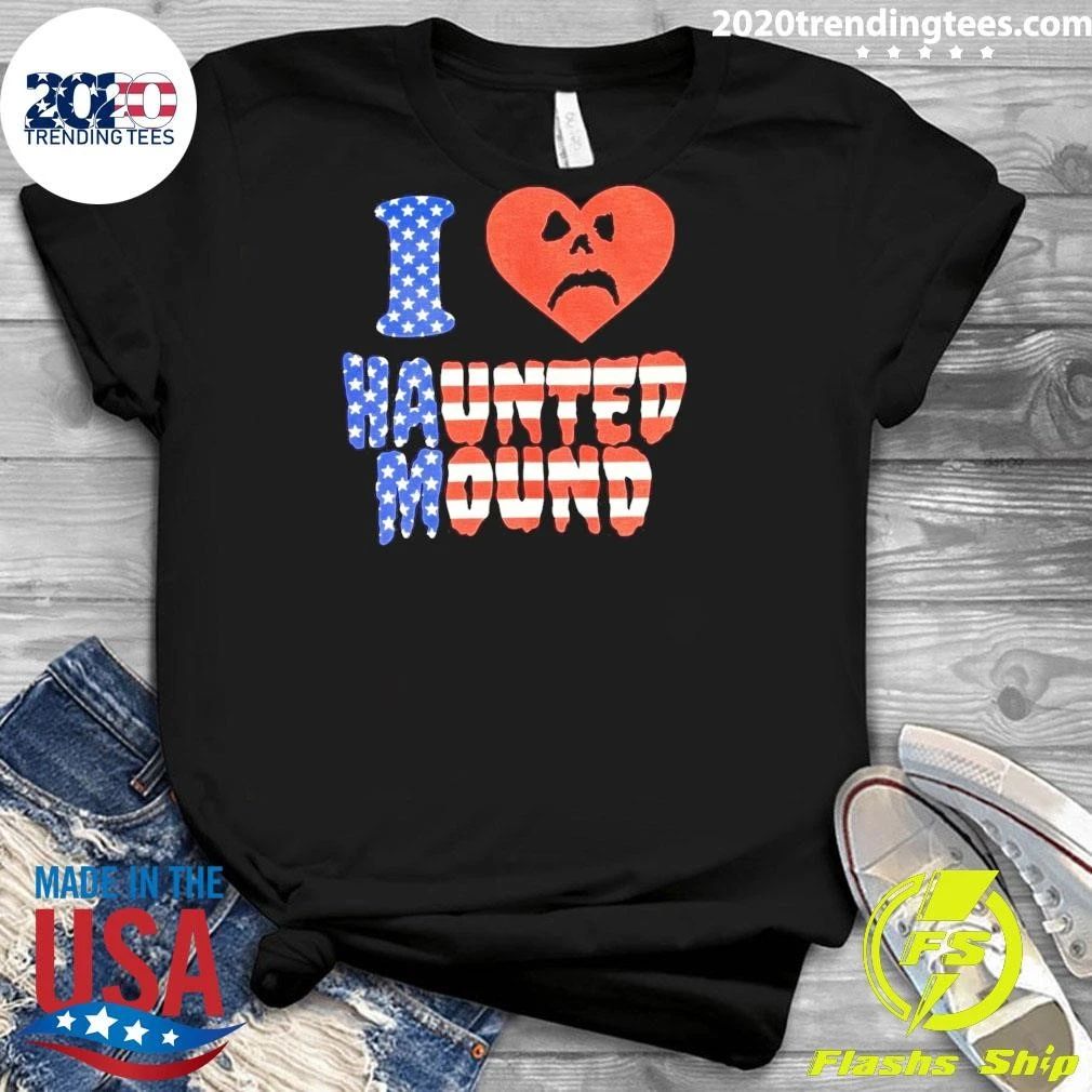 Sematary I Heart Haunted Mound USA American Flag Tee Shirt