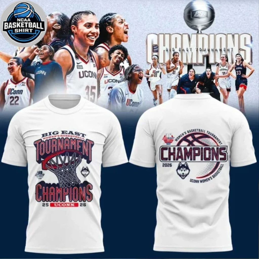 UConn Huskies Women’s Basketball 2026 BIG EAST Tournament Champions Logo Two Sided Shirt