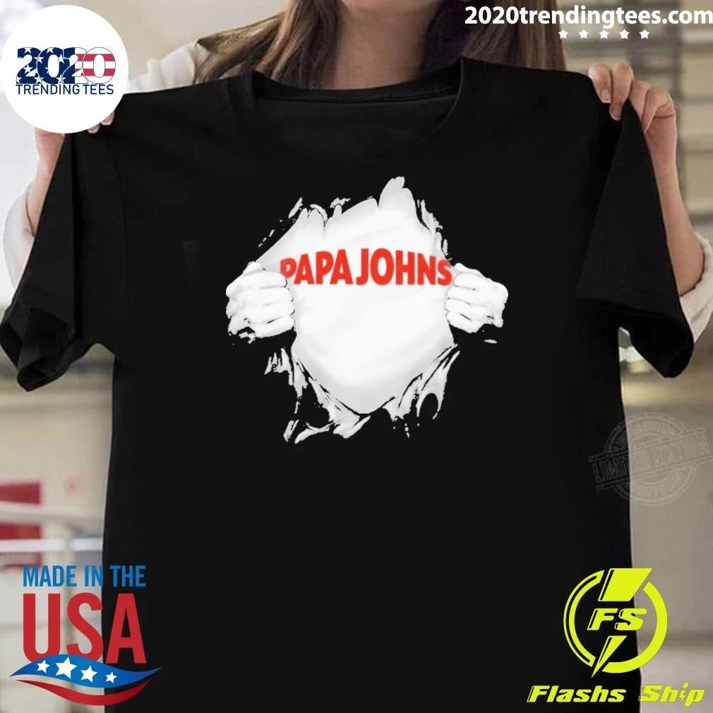 Papa Johns Pizza Ripped Chest Superhero Shirt