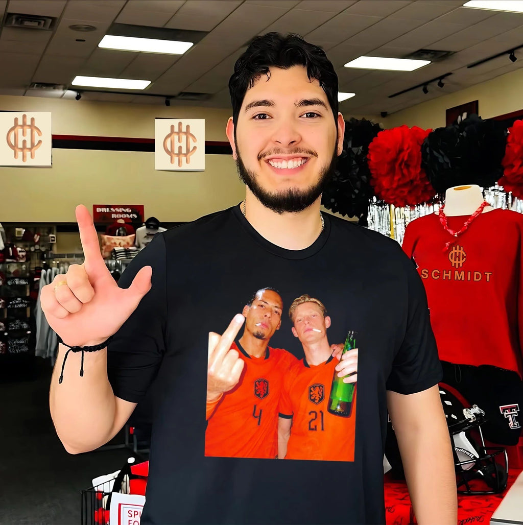 Virgil van Dijk and Frenkie de Jong Netherlands National Team middle finger shirt