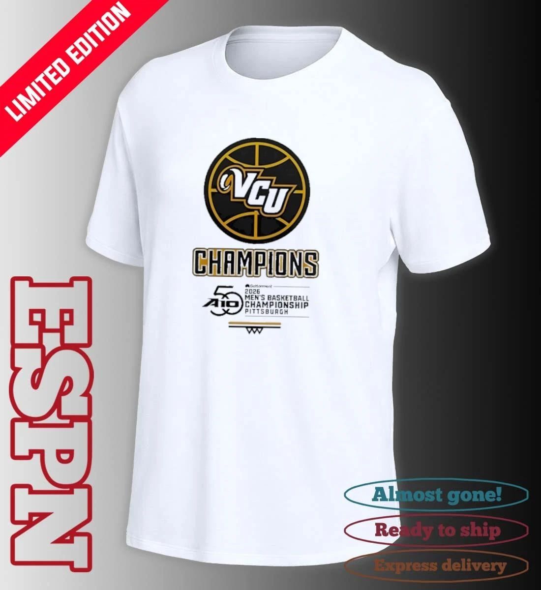 VCU Rams 2026 A10 Men’s Basketball Champions Locker Room T-Shirt