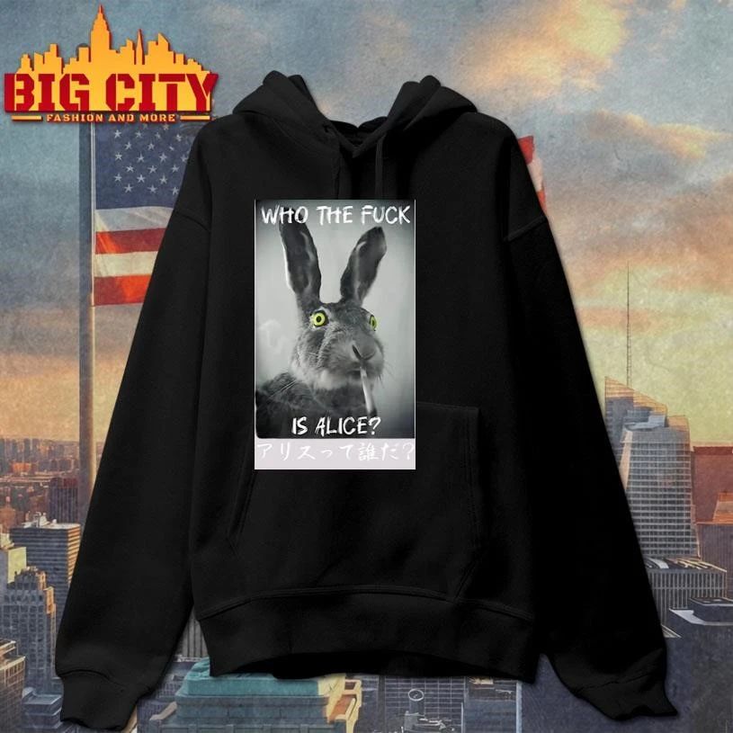 Retro Who The Fuck Is Alice Funny Rabbit Funny T Shirt