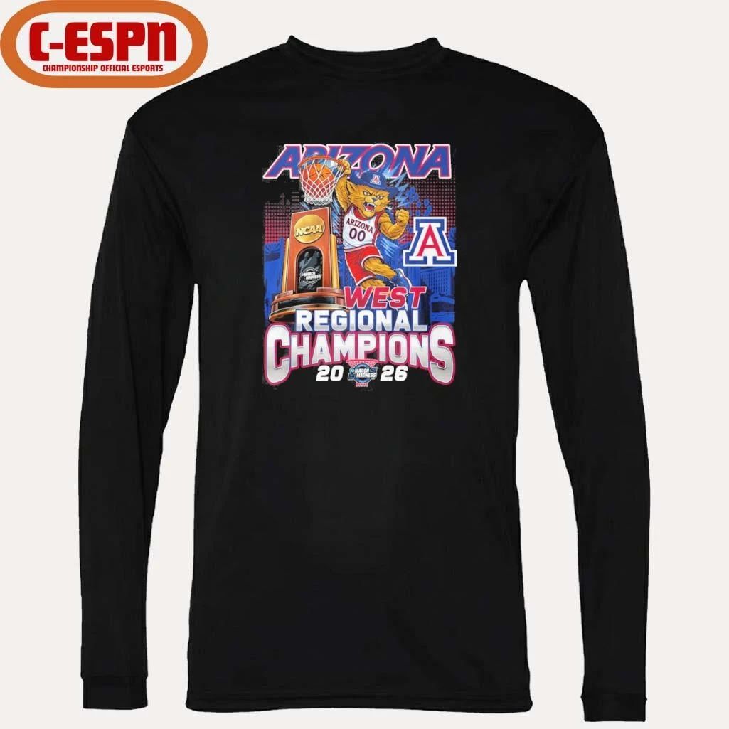 Arizona Wildcats Men’s Basketball Mascot 2026 Midwest Regional Champions Shirt