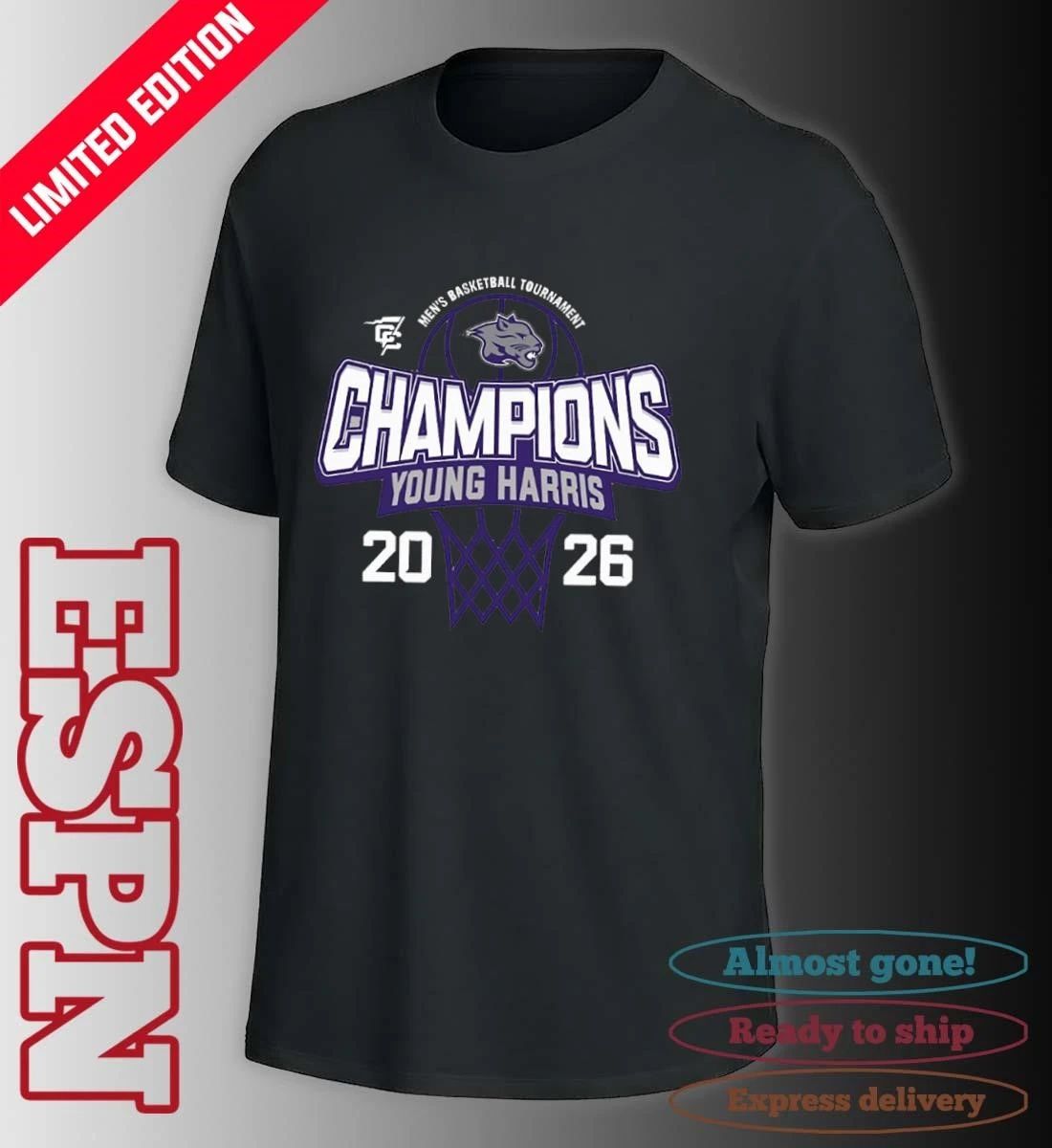 Young Harris College Men’s Basketball 2026 Conference Carolinas Tournament Champions Shirt