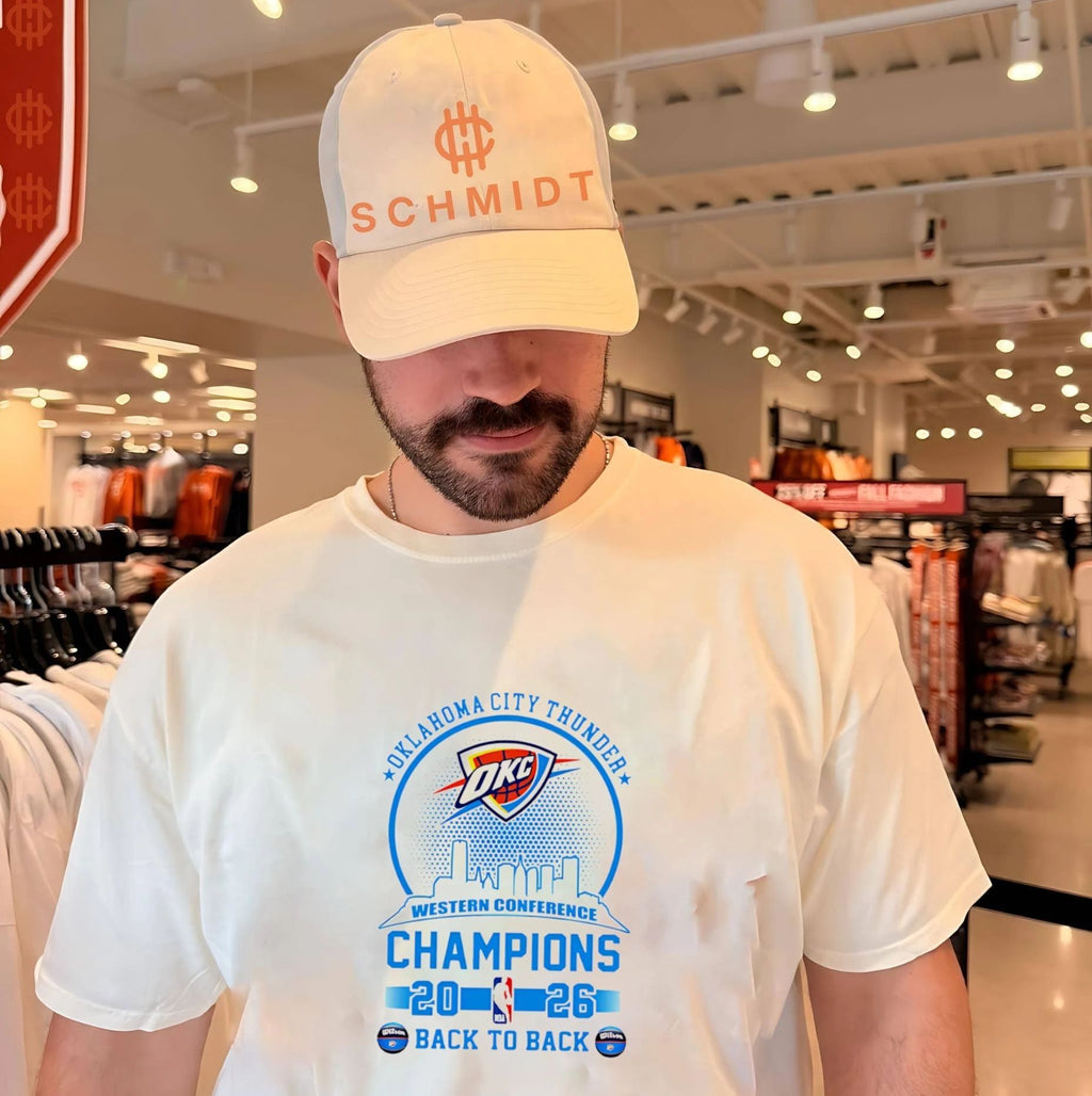 Oklahoma City Thunder 2026 Western Conference Champions back to back skyline shirt