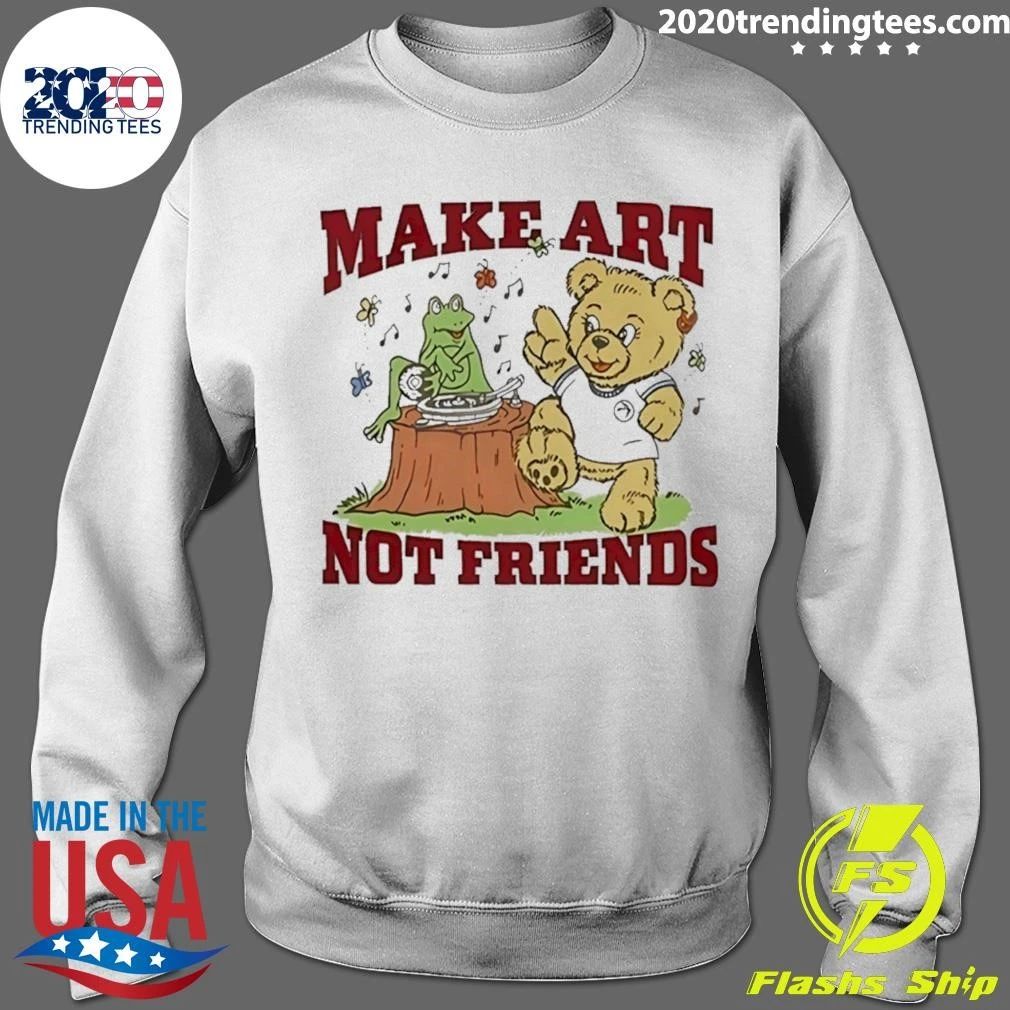 Teddy Bear And Frog Make Art Not Friends T-Shirt