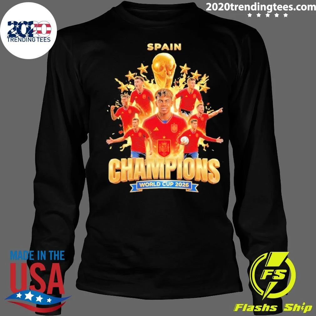 Spain Soccer La Roja Gold Trophy 2026 World Cup Winners Champions Shirt