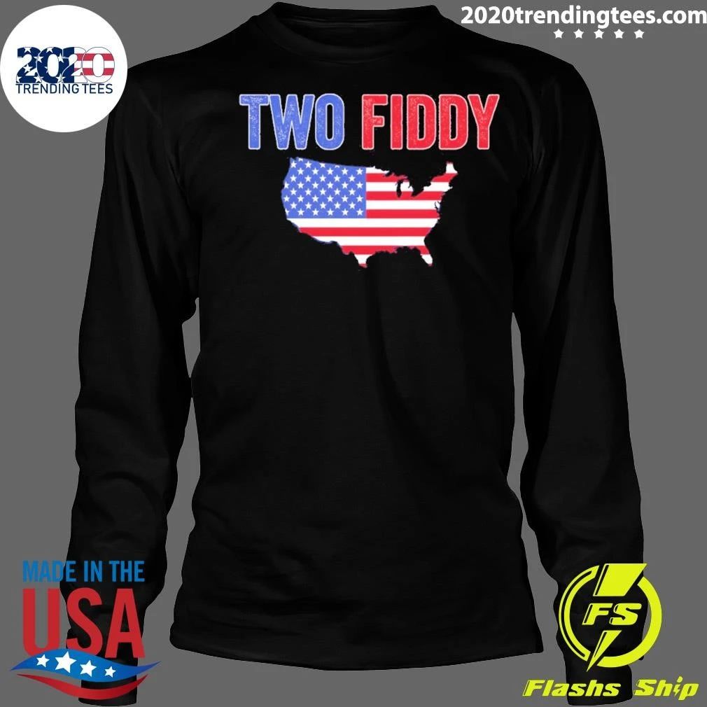 Two Fiddy Patriotic Usa Map 4th Of July America Birthday Shirt