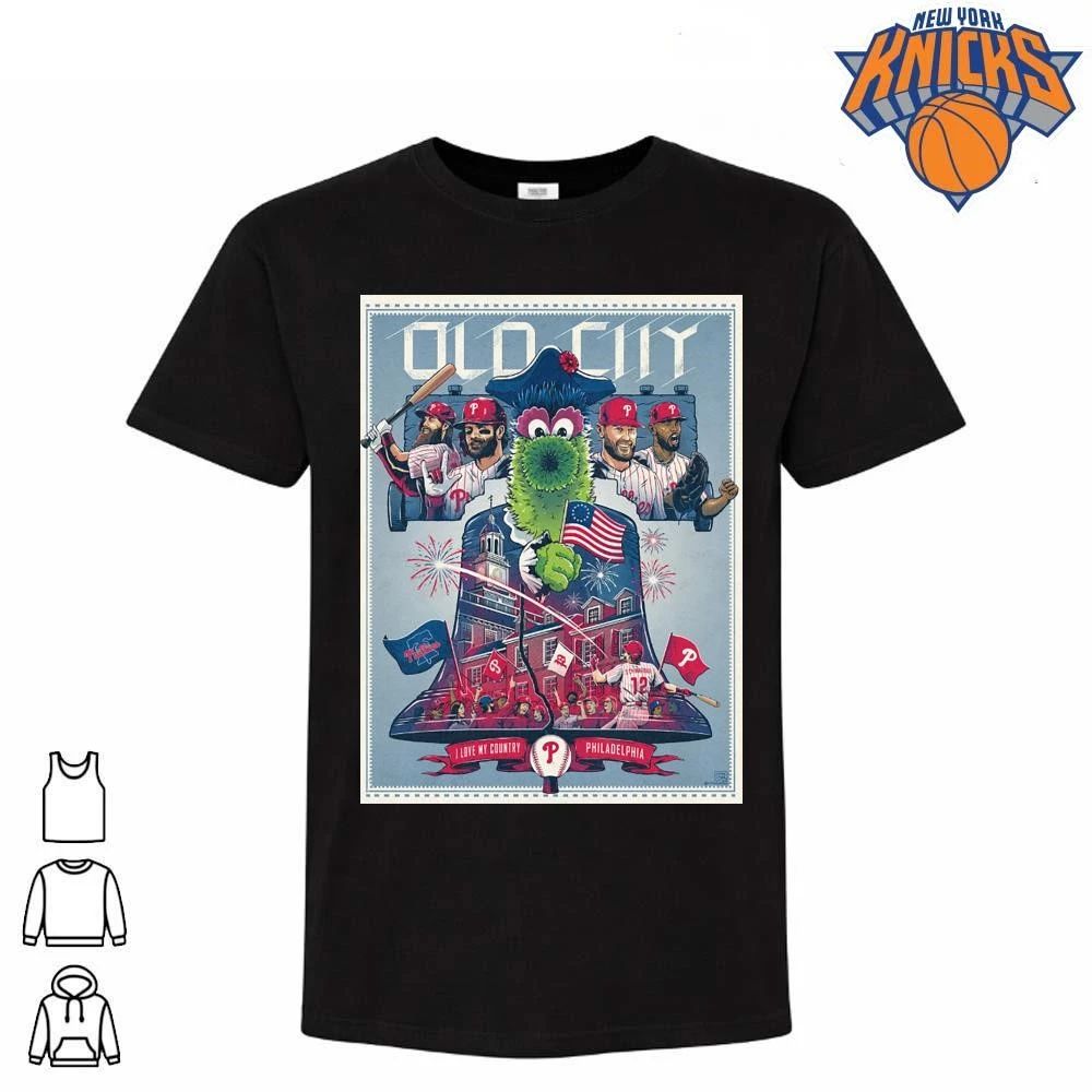 Philadelphia Phillies Old City Phillie Phanatic Liberty Bell Baseball Mascot Shirt