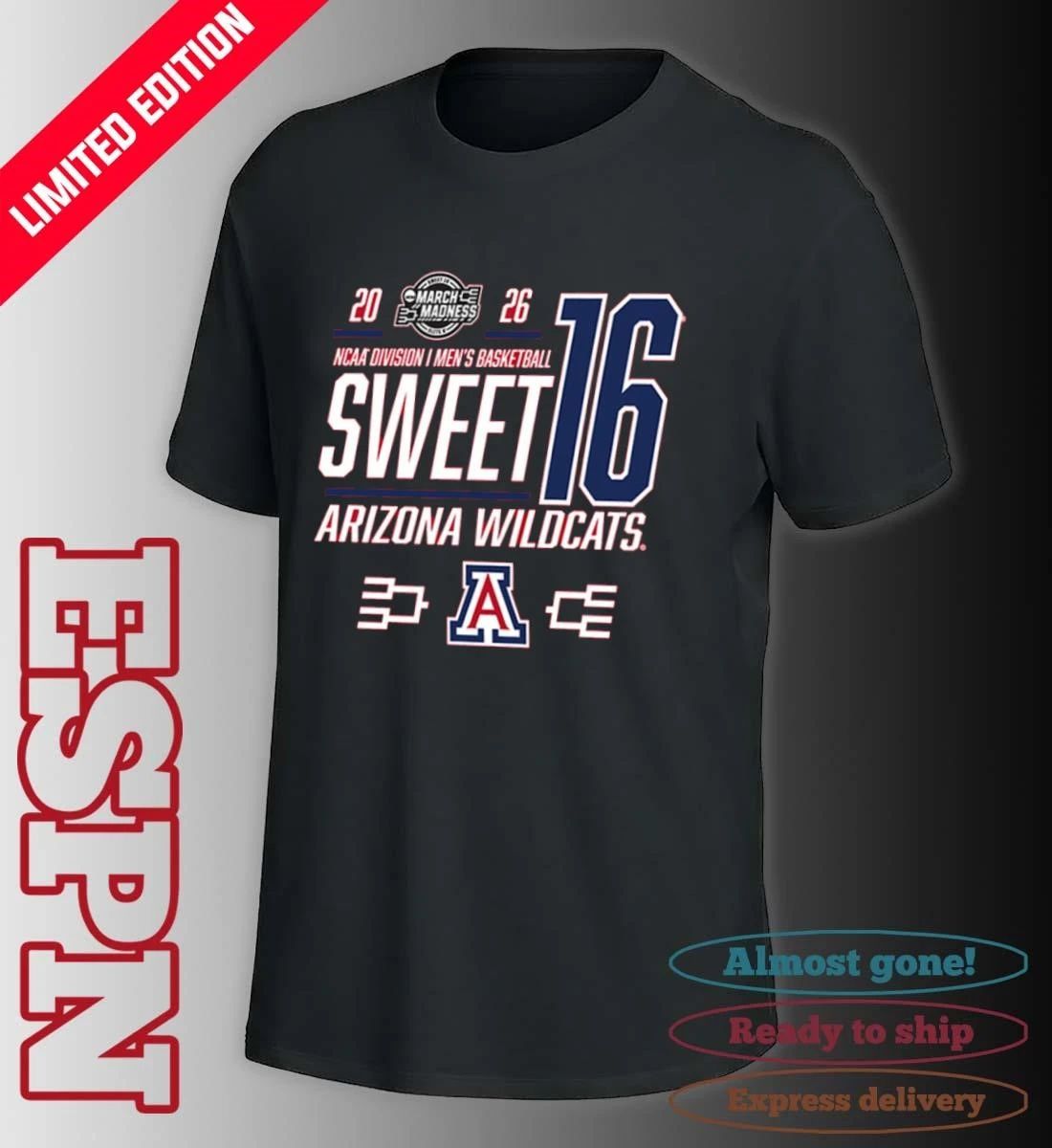 Arizona Wildcats NCAA Men’s March Madness Sweet 16 Shirt