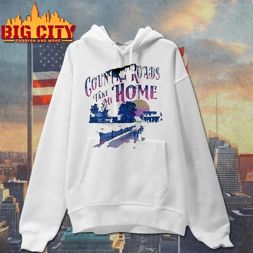 Retro Aesthetic Country Roads Take Me Home Rustic Farmhouse White Shirt