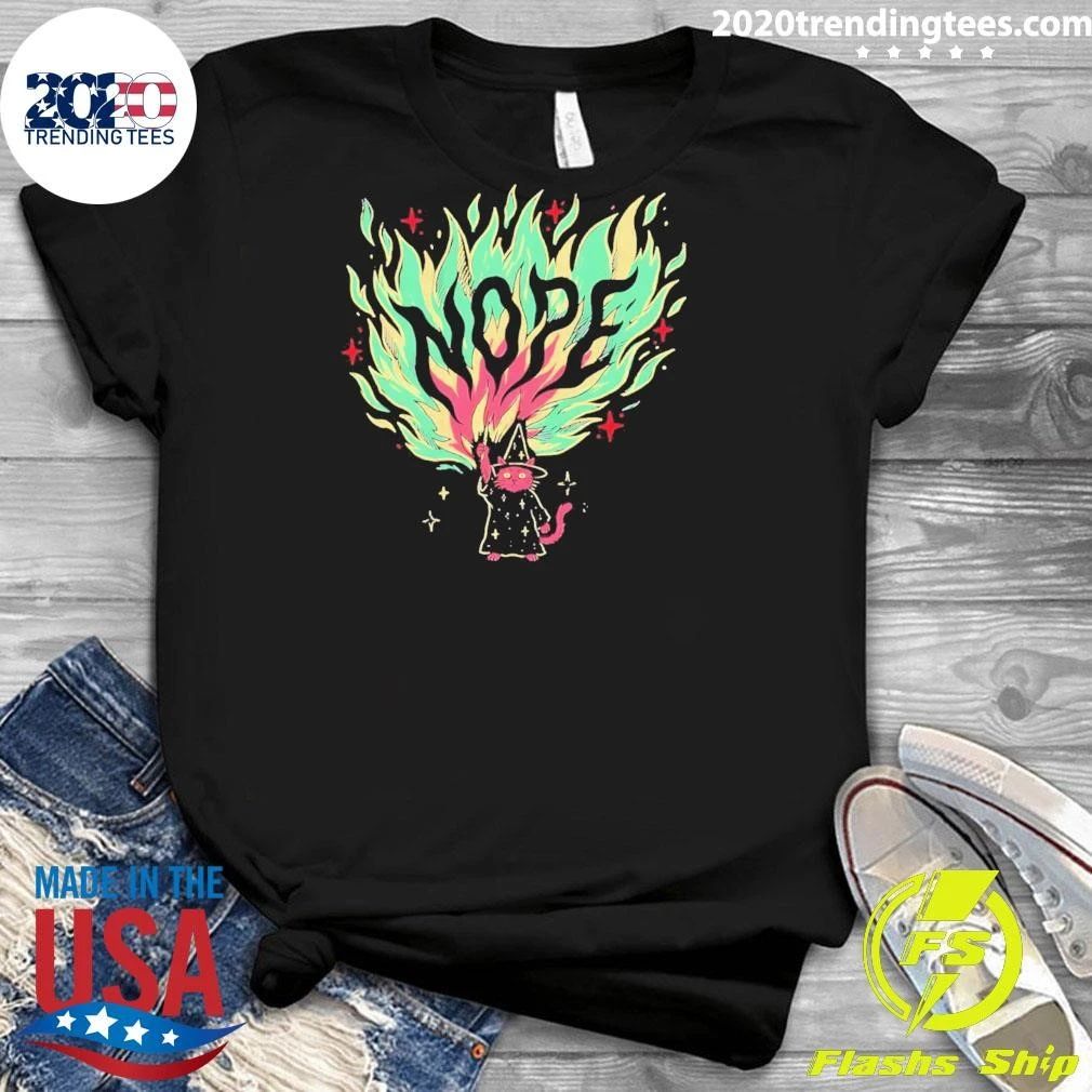 Nope Cat Wizard Magical Fire Spell Wizardry Shirt