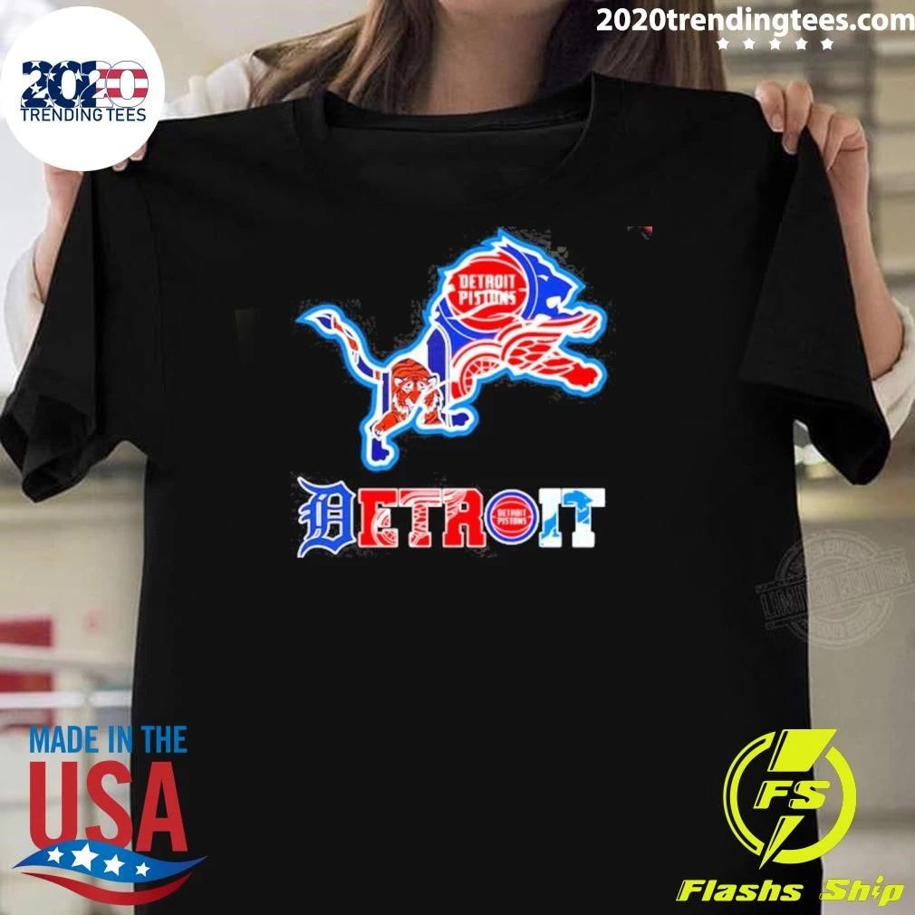 Detroit Pistons Tigers Red Wings Lions Logo Shirt