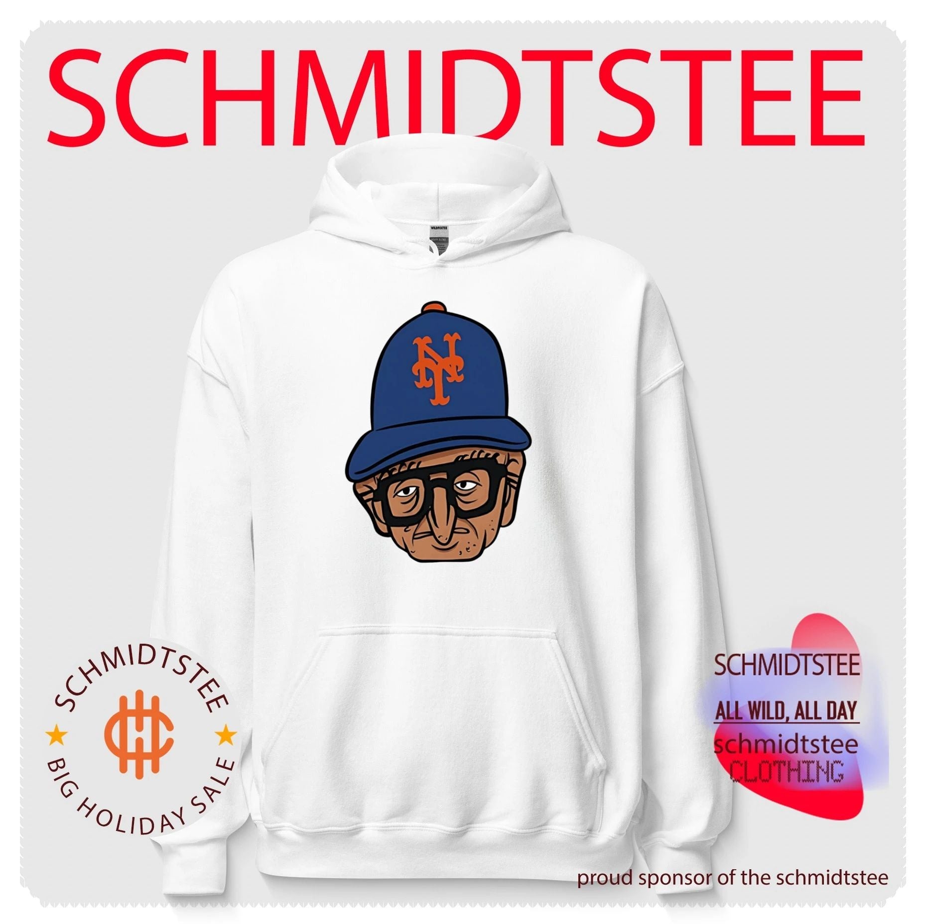 Old Jewish Men New York Mets big head caricature shirt