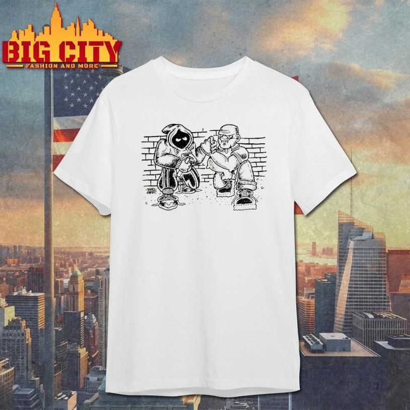Vintage Underground Streetwear Character Arm Wrestling Black White T Shirt
