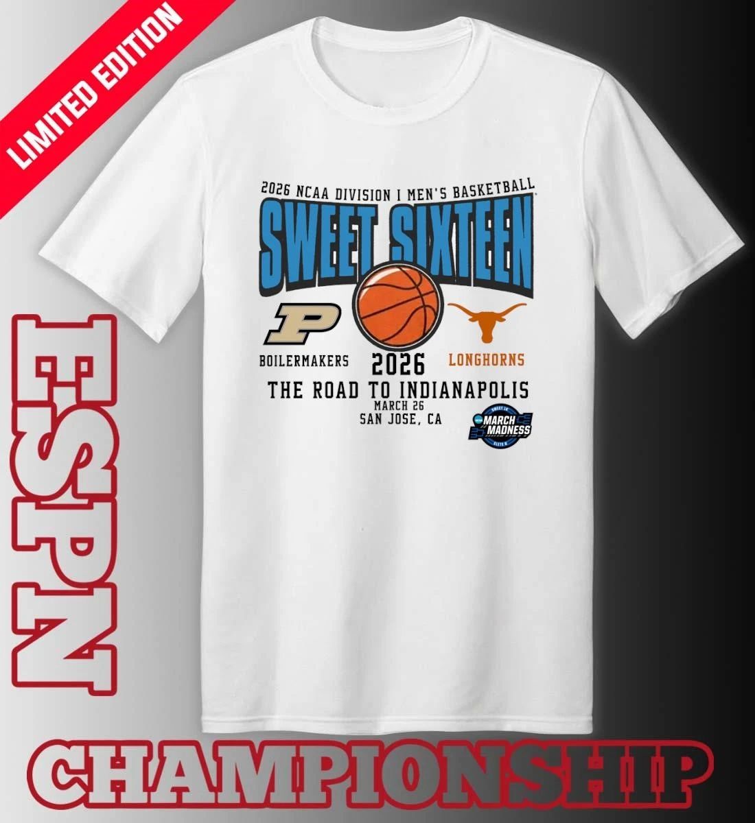 Purdue Vs Texas 2026 NCAA DI Men’s Basketball Tournament Sweet Sixteen T-Shirt