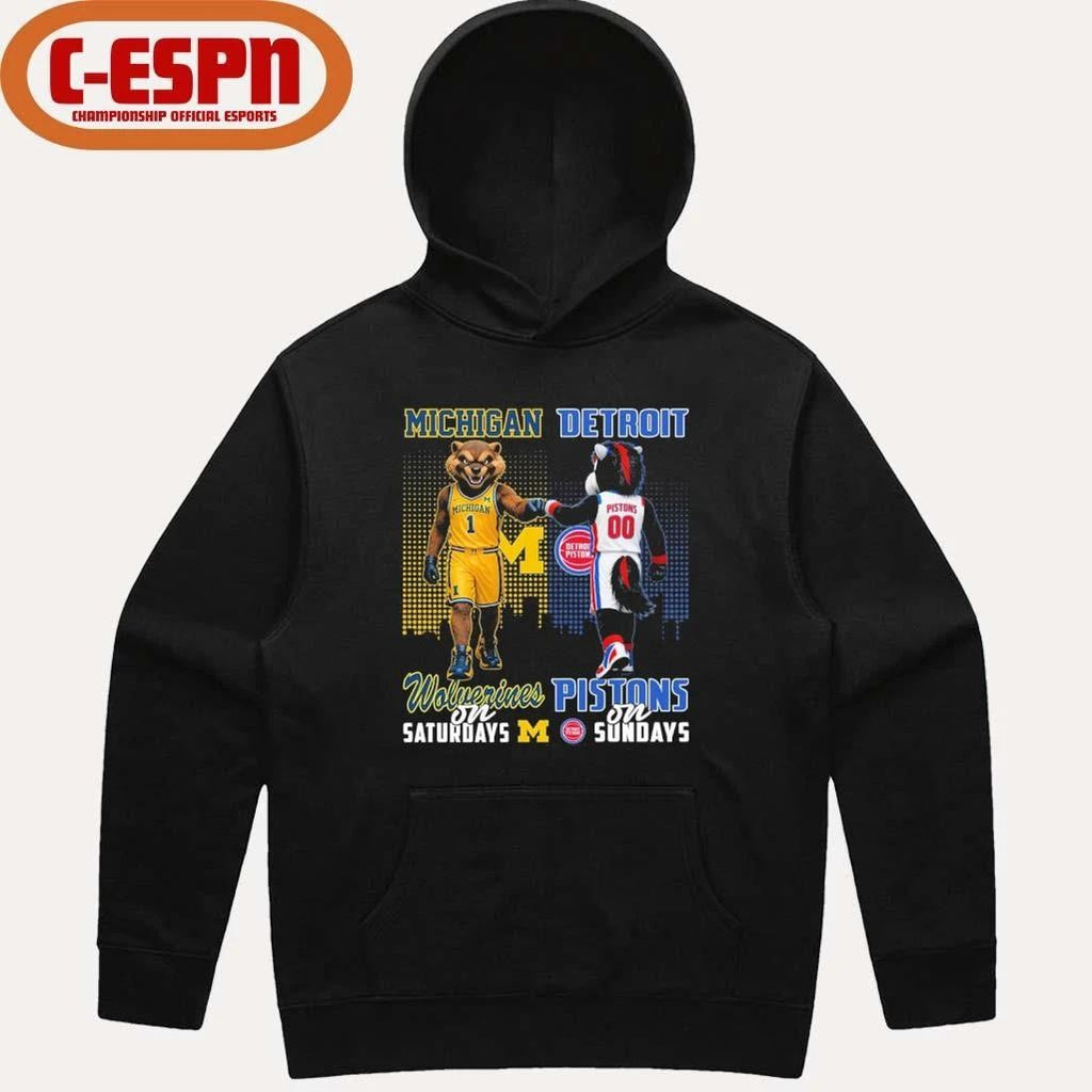 Mascot Michigan Wolverines On Saturdays And Detroit Pistons On Sundays Shirt