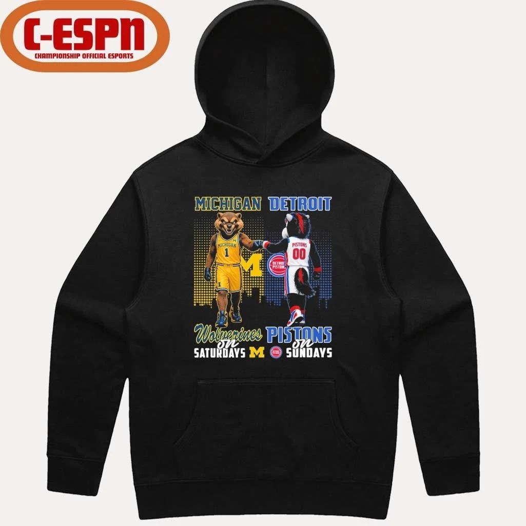 Mascot Michigan Wolverines On Saturdays And Detroit Pistons On Sundays Shirt
